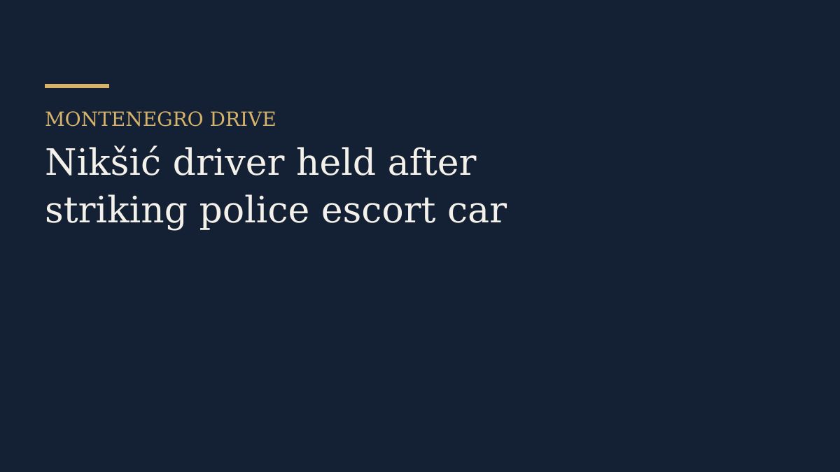 A car stopped on the shoulder of a mountain road beside two dark escort vehicles at dusk
